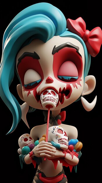 day of the dead doll with sugar skulls