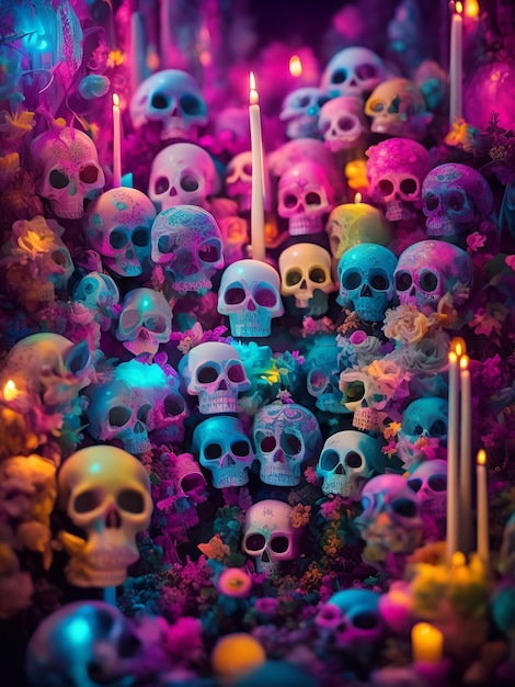 Day of the Dead Fantasy Illustration Background for Artwork Cinematic generative ai art