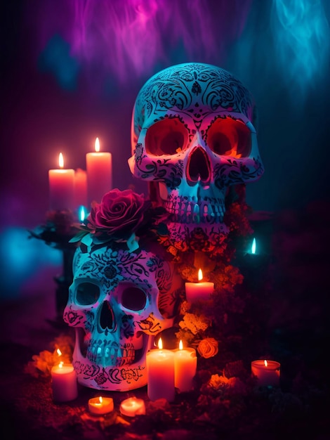 Day of the Dead Fantasy Illustration Background for Artwork Cinematic generative ai art