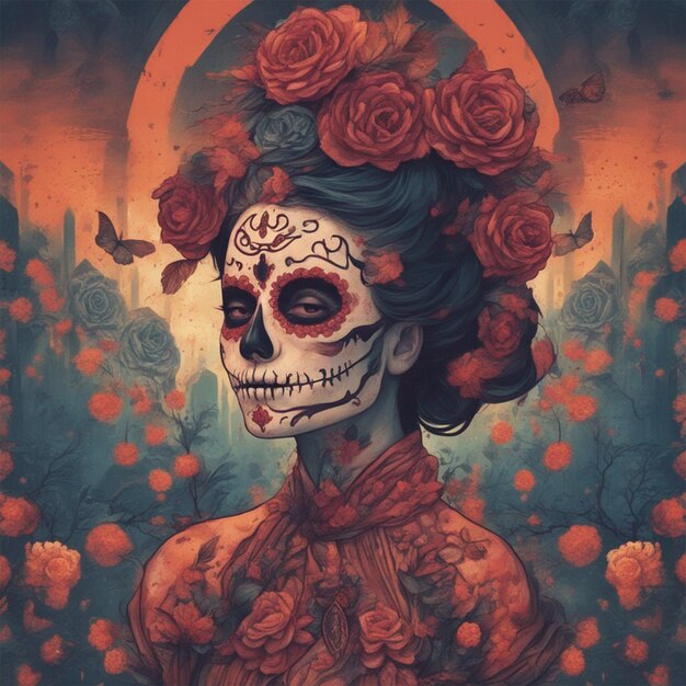 Day of the Dead Fantasy Illustration Background Wallpaper