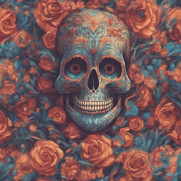 Day of the dead fantasy illustration background wallpaper