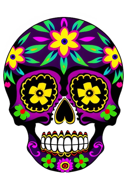 Day Of The Dead Fastival Celebrate Mexican Skull Halloween With White Background AI Generative Illustration