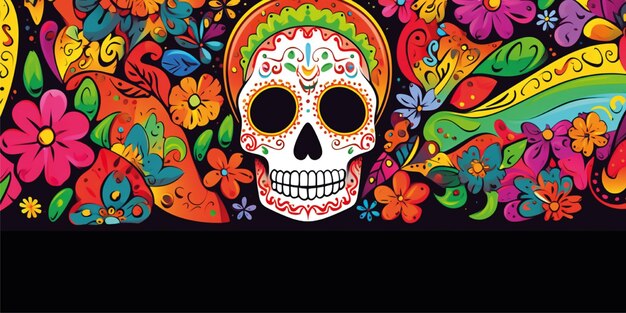 day of the dead frame banner illustration background