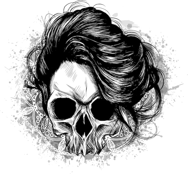 Photo day of dead girl black and white illustration