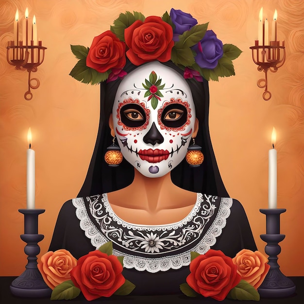 day of dead girl mexican festive tradition