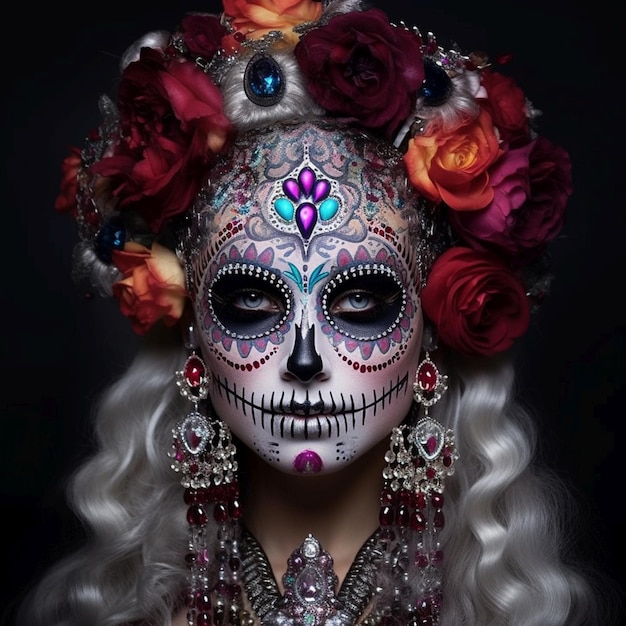 Day of the dead make up girl face portrait Dia de los muertos