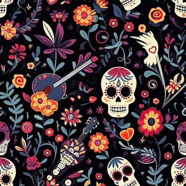 Day of the Dead Pattern Celebrating Life and Remembrance