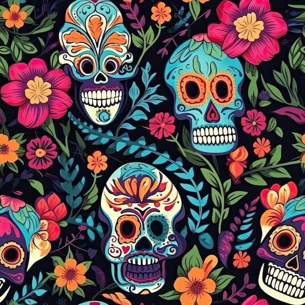 Day of the Dead Pattern Celebrating Life and Remembrance