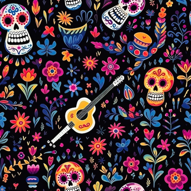Day of the Dead Pattern Celebrating Life and Remembrance