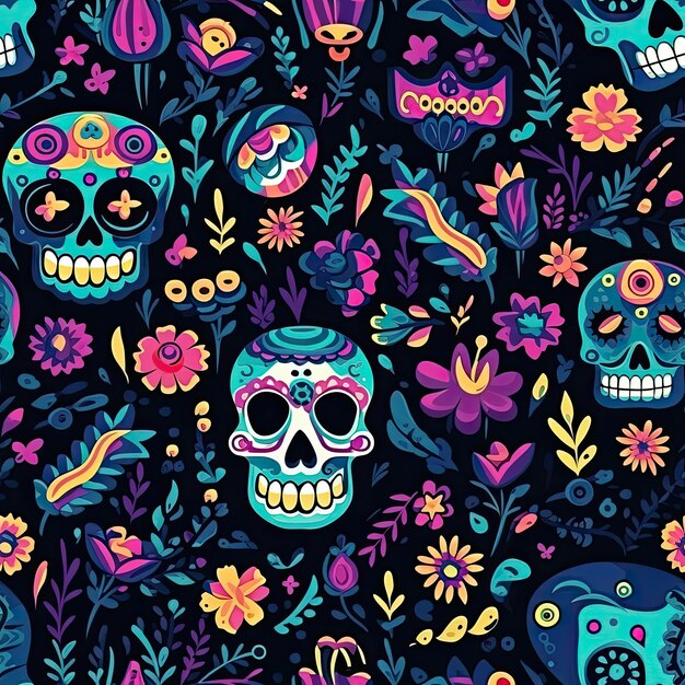 Photo day of the dead pattern celebrating life and remembrance