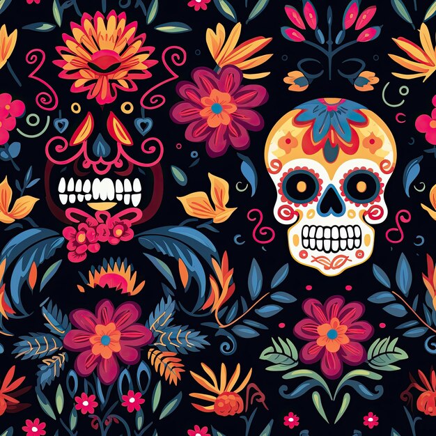 Day of the dead pattern celebrating life and remembrance