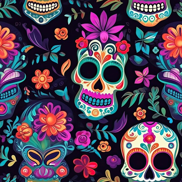 Day of the dead pattern celebrating life and remembrance