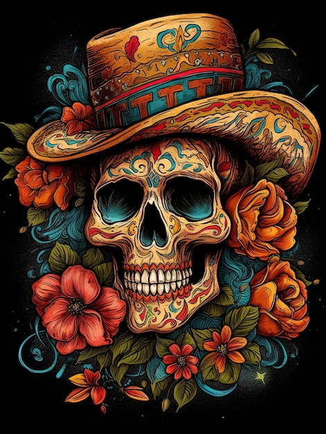 Day of the dead skull art print