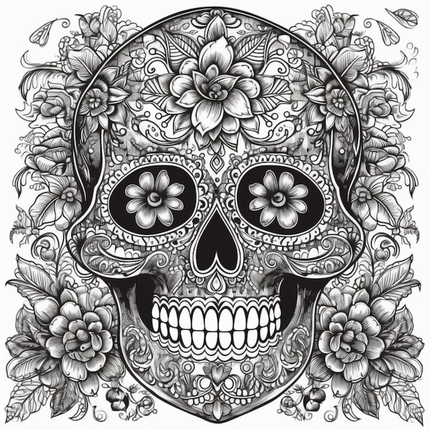 Day of the dead skull art print