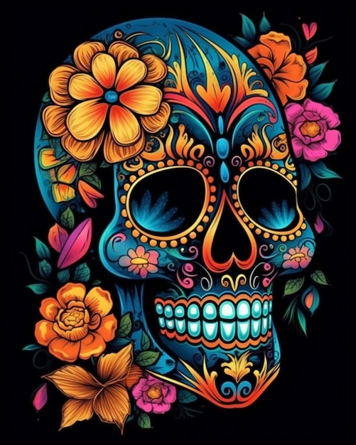 Day of the dead skull art