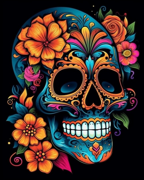 Day of the dead skull art