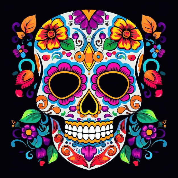 day of the dead skull art