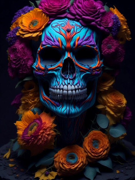 day of the dead skull Da de los Muertos ai generative