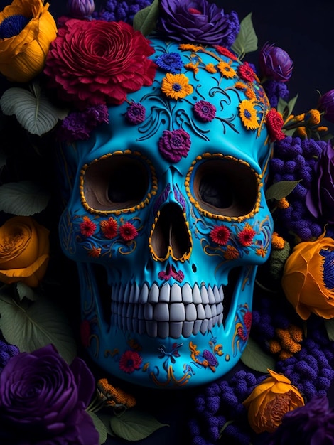 day of the dead skull Da de los Muertos ai generative