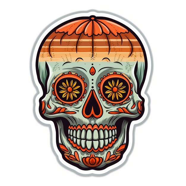 Photo day of the dead skull illustration generative ai