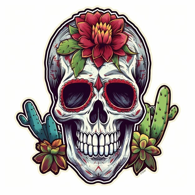 Day Of The Dead Skull illustration Generative AI