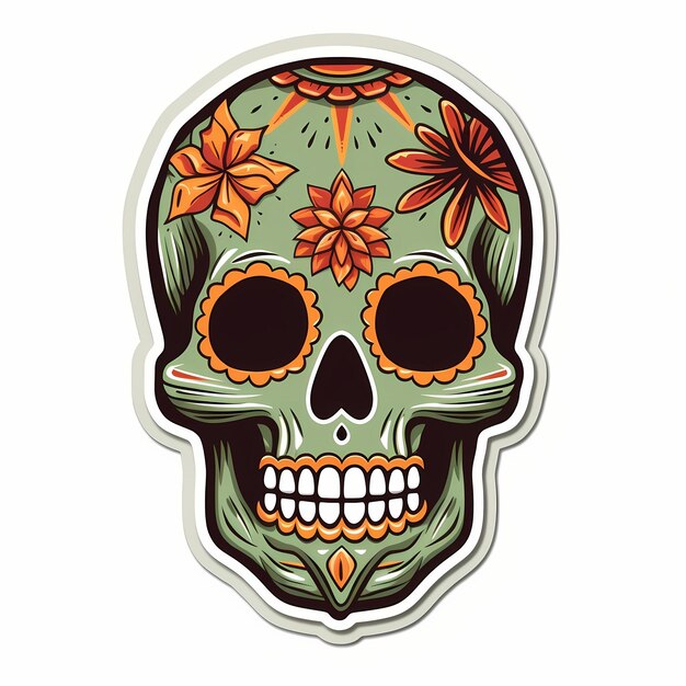 Photo day of the dead skull illustration generative ai