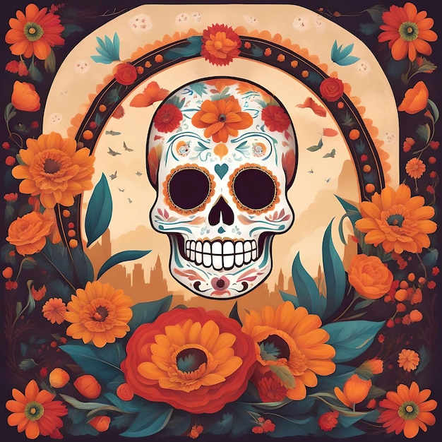 죽은 해골 멕시코 문화의 날