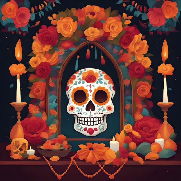 죽은 해골 멕시코 문화의 날