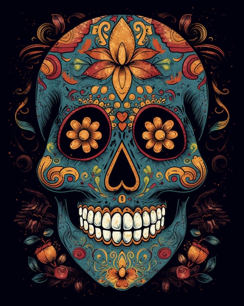 Day of the dead skull poster