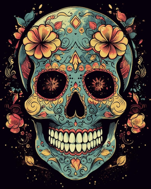 Day of the dead skull poster