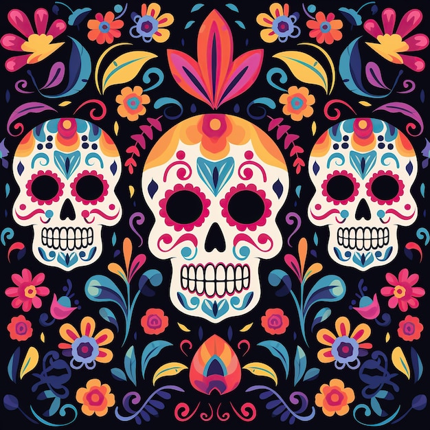 Day dead skull seamless pattern AI Generated