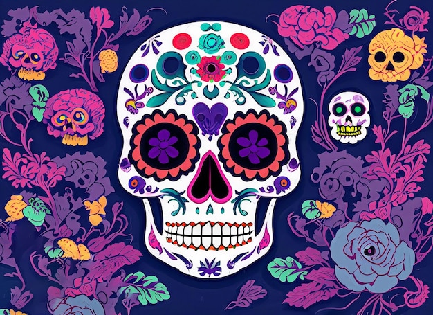 Day of the dead skull vector set