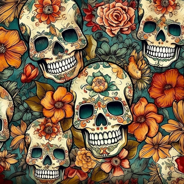 Day of the dead skull wallpaper