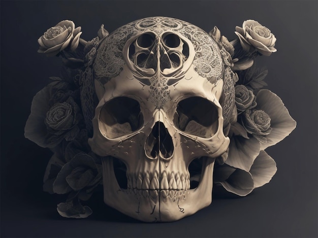 Day of the Dead Skull with flat background