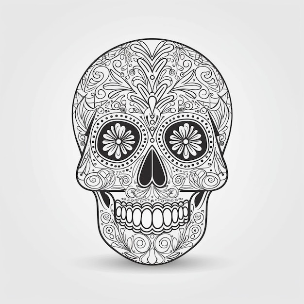 Day of the dead skull with floral pattern