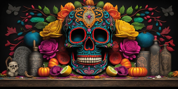 day of the dead skull