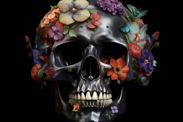 死者の頭蓋骨の日 Dia de los Muertos 死者の日とメキシコのハロウィーンの背景 メキシコの伝統祭り 死者の砂糖の頭蓋骨の日 Dia de los Muertos ai を生成します