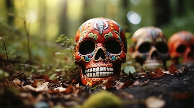 Day of the dead skulls dia de los muertos day