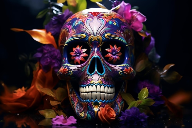 Day of the dead sugar skull background Day of the day mexican holiday concept background