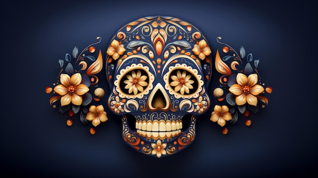 Day of the dead sugar skull colourful painting design illustration