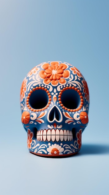 Photo day of the dead sugar skull on a light background