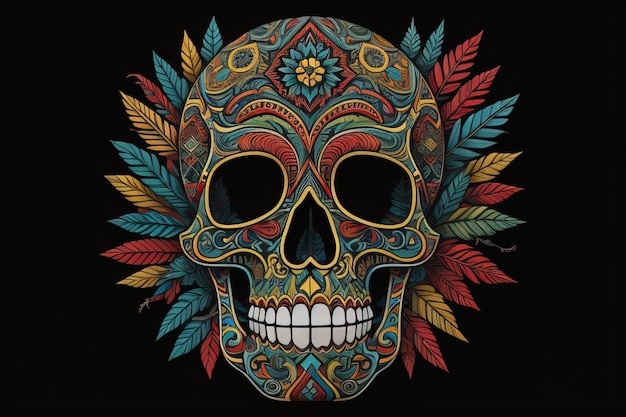 Day of the Dead sugar skull Mexican sugar skull ai generative