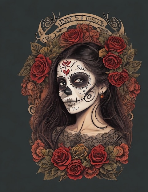 Day of the Dead tshirts logo ai generated