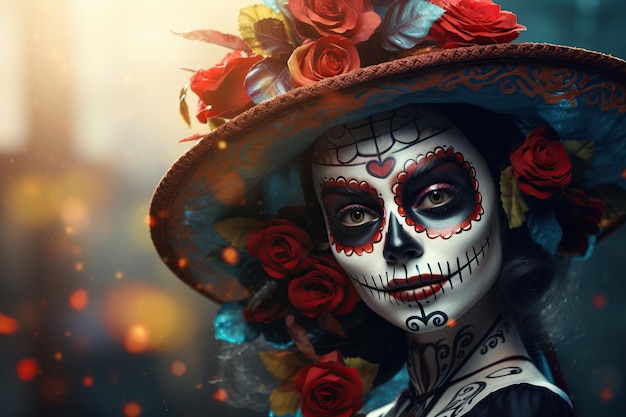 Day of The Dead with skull