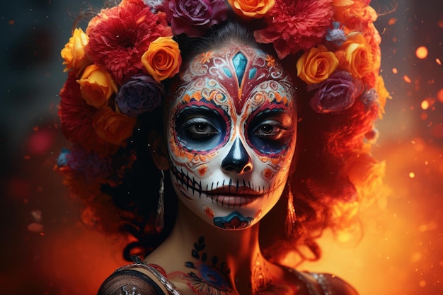 The day of the dead woman portrait ai generated