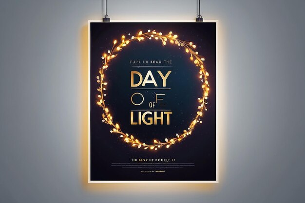 Photo day of light 16 may poster with garland lights and text