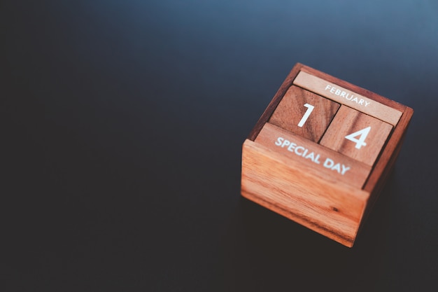 Photo day and month of special day of year fill into wooden cube calendar