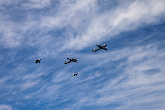 ロシア海軍パレードの海軍の日 空の海軍航空 ロシアの休日