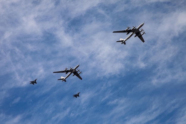 ロシア海軍パレードの海軍の日 空の海軍航空 ロシアの休日