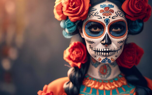 Фото Празднование дня мертвых с мексиканской культурой и сообществом la catrina день мертвых